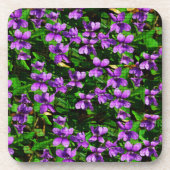 WI State Flower Wood Violet Mosaic Patroon Bier Onderzetter (Voorkant)