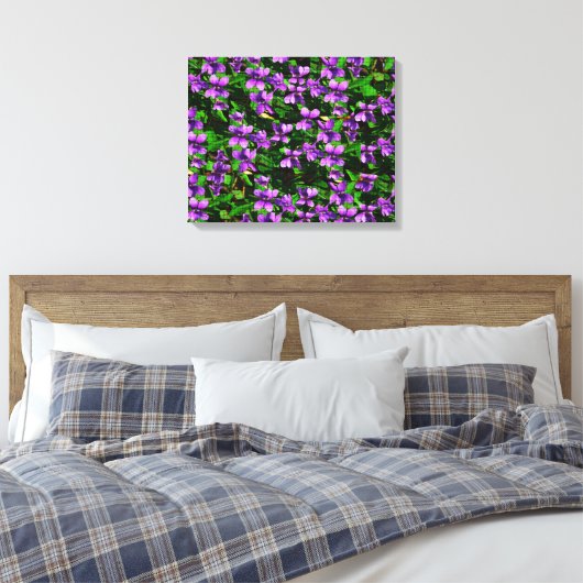 WI State Flower Wood Violet Mosaic Patroon Canvas Afdruk (Insitu (Slaapkamer))