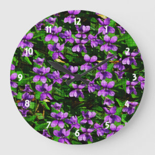 WI State Flower Wood Violet Mosaic Patroon Grote Klok
