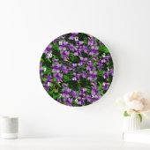 WI State Flower Wood Violet Mosaic Patroon Grote Klok (Huis)