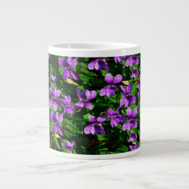 WI State Flower Wood Violet Mosaic Patroon Grote Koffiekop