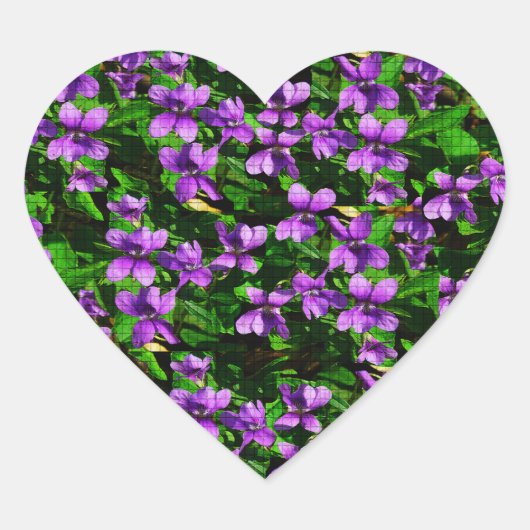 WI State Flower Wood Violet Mosaic Patroon Hart Sticker (Voorkant)