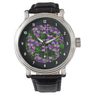 WI State Flower Wood Violet Mosaic Patroon Horloge