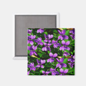 WI State Flower Wood Violet Mosaic Patroon Magneet (Voorkant / Achterkant)