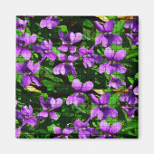 WI State Flower Wood Violet Mosaic Patroon Magneet (Voorkant)