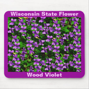 WI State Flower Wood Violet Mosaic Patroon Muismat