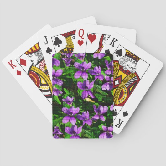 WI State Flower Wood Violet Mosaic Patroon Pokerkaarten (Achterkant)