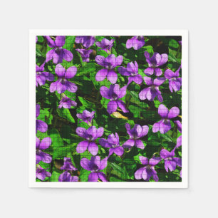WI State Flower Wood Violet Mosaic Patroon Servetten