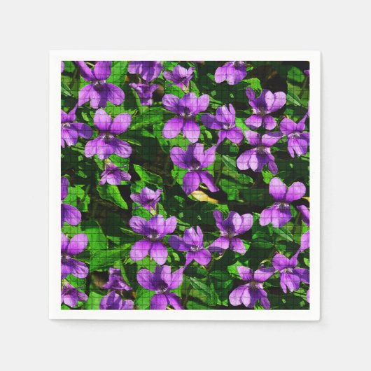 WI State Flower Wood Violet Mosaic Patroon Servetten (Voorkant)