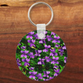 WI State Flower Wood Violet Mosaic Patroon Sleutelhanger (Voorkant)