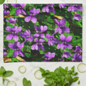 WI State Flower Wood Violet Mosaic Patroon Theedoek (Gevouwen)
