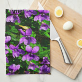 WI State Flower Wood Violet Mosaic Patroon Theedoek (Quarter Fold)