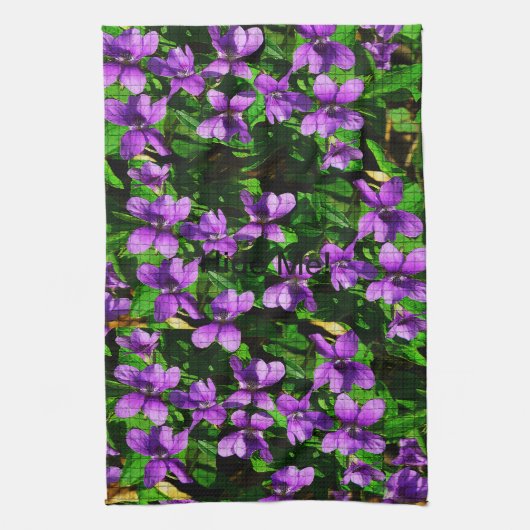 WI State Flower Wood Violet Mosaic Patroon Theedoek (Verticaal)