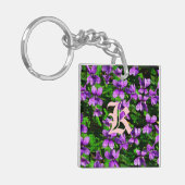 WI State Flower Wood Violet Mosaic Sleutelhanger (Voorkant Links)