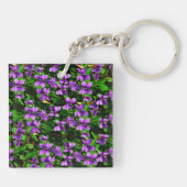 WI State Flower Wood Violet Mosaic Sleutelhanger (Achterkant)