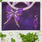 Wicca Amethist Juwelen Vlinderkunst Theedoek (Gevouwen)