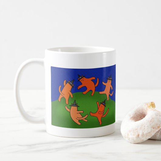 Wicca Cat Dancing Grappige Matisse dace Parodie Wi Koffiemok (Met donut)