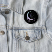 Wicca Crescent Moon Mystical Cat Pastel Gothic Ronde Button 5,7 Cm (In situ)