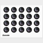 Wicca Crescent Moon Mystical Cat Pastel Gothic Ronde Sticker (Vel)