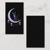 Wicca Crescent Moon Mystical Cat Pastel Gothic Visitekaartje (Voorkant / Achterkant)