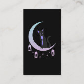 Wicca Crescent Moon Mystical Cat Pastel Gothic Visitekaartje (Voorkant)