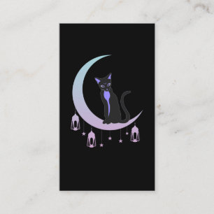Wicca Crescent Moon Mystical Cat Pastel Gothic Visitekaartje
