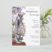Wicca Handfasting Elegant Paarse Floral Kaart (Staand voorkant)