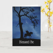 Wicca Happy Birthday geblessed Be Pegasus Unicorn Kaart (Gele Bloem)