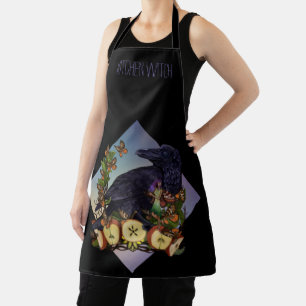 Wicca Moon Phase Appels Raven Faery Art Schort