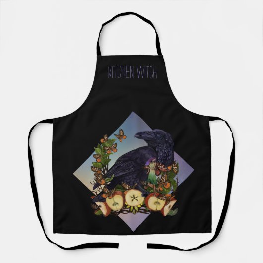 Wicca Moon Phase Appels Raven Faery Art Schort (Voorkant)