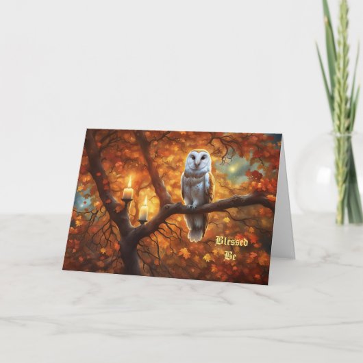 Wicca Pagan Gelukkige Verjaardag Uil Kaarsen Mysti Kaart (Voorkant)