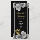 Wicca pentacle zwart huwelijksprogramma programmakaart (Voorkant / Achterkant)