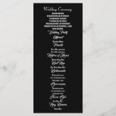 Wicca pentacle zwart huwelijksprogramma programmakaart (Achterkant)