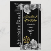 Wicca pentacle zwart huwelijksprogramma programmakaart (Voorkant / Achterkant)