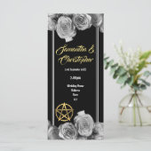 Wicca pentacle zwart huwelijksprogramma programmakaart (Staand voorkant)