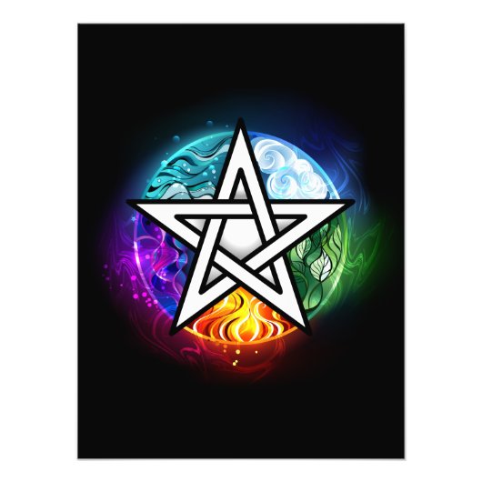 Wicca pentagram foto afdruk (Voorkant)