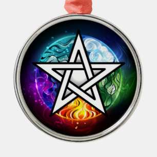 Wicca pentagram metalen ornament