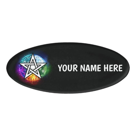 Wicca pentagram naambadge (Voorkant)