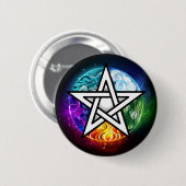 Wicca pentagram ronde button 5,7 cm (Voorkant /achterkant)