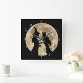 Wicca Witch en Owl Vierkante Klok (Huis)