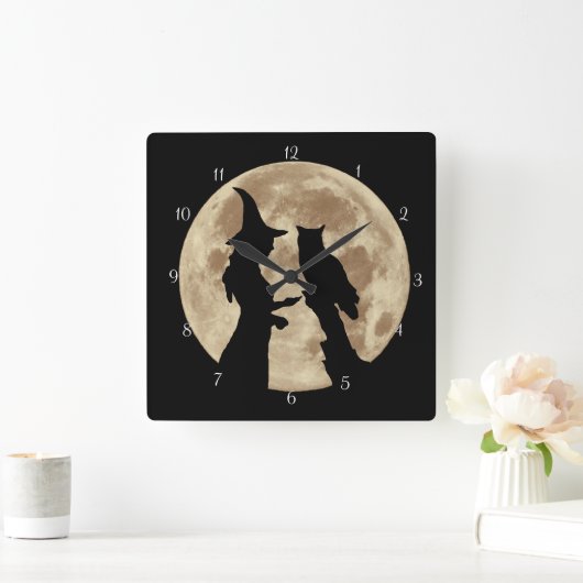 Wicca Witch en Owl Vierkante Klok (Huis)