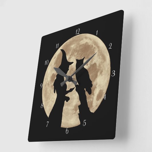 Wicca Witch en Owl Vierkante Klok (Hoek)