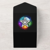 Wiccaanpentagram All In One Uitnodiging (Buitenkant)