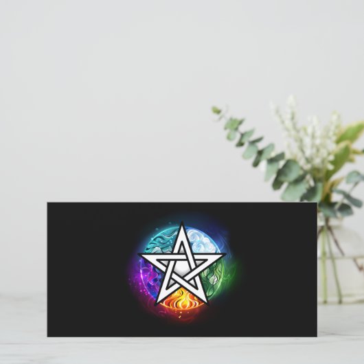 Wiccaanpentagram Bedankkaart (Staand voorkant)