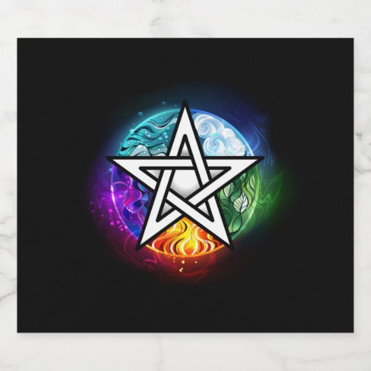 Wiccaanpentagram Bier Etiket (Enkel label)