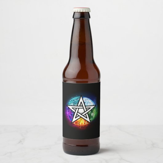 Wiccaanpentagram Bier Etiket (Voorkant)