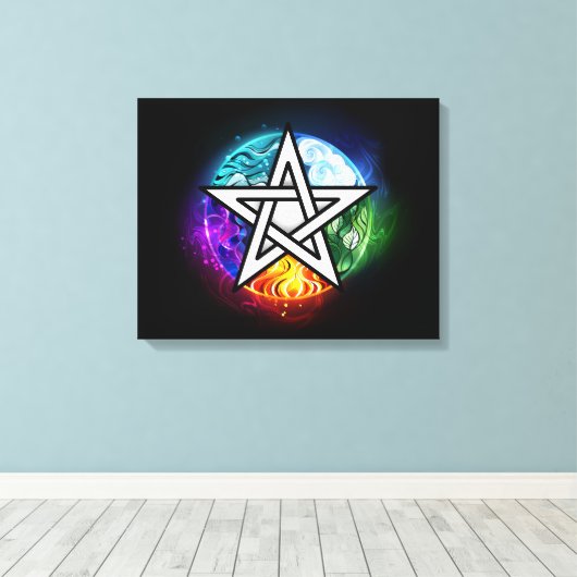 Wiccaanpentagram Canvas Afdruk (Insitu (Houten vloer))