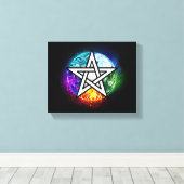 Wiccaanpentagram Canvas Afdruk (Insitu (Houten vloer))