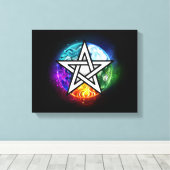 Wiccaanpentagram Canvas Afdruk (Insitu (Houten vloer))