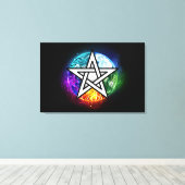 Wiccaanpentagram Canvas Afdruk (Insitu (Houten vloer))